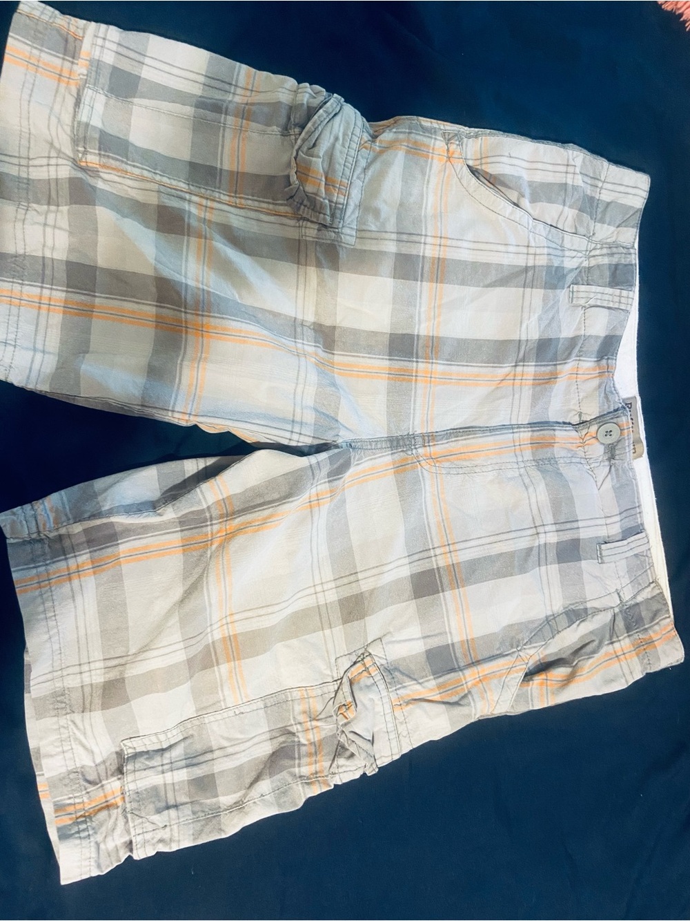 Ruff Hewn Men's Plaid Cargo Shorts - Gray & Orange